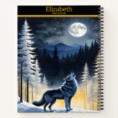 Ein einsamer Wolf heult im Winter auf Vollmond Notizblock (Rückseite)