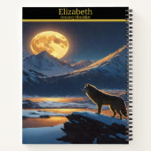 Ein einsamer Wolf serviert nachts den Vollmond Notizblock (Rückseite)