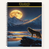 Ein einsamer Wolf serviert nachts den Vollmond Notizblock (Vorderseite)