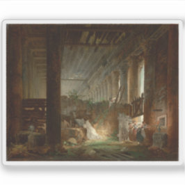 Ein Einsiedler in den Ruinen eines römischen Tempe Aufkleber