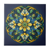 💚 💙 💛 Ein einzigartiges Azulejo Elegante: Mitte Fliese (Vorderseite)