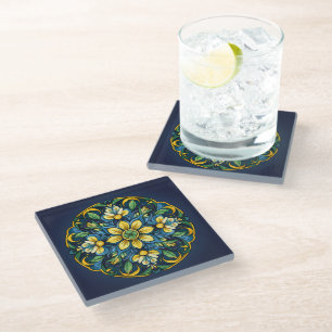 💚 💙 💛 Ein einzigartiges Azulejo Elegante: Mitte Glasuntersetzer