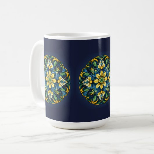 💚 💙 💛 Ein einzigartiges Azulejo Elegante: Mitte Kaffeetasse (Vorderseite Links)