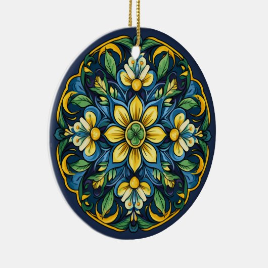 💚 💙 💛 Ein einzigartiges Azulejo Elegante: Mitte Keramik Ornament (Rechts)