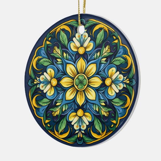 💚 💙 💛 Ein einzigartiges Azulejo Elegante: Mitte Keramik Ornament (Links)