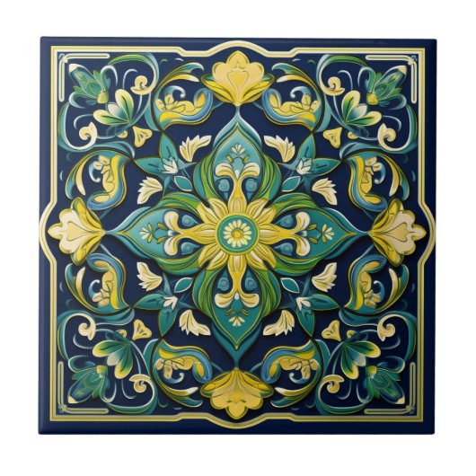 💛 💚 💙 ein einzigartiges Azulejo Masterpiece Fliese (Vorderseite)