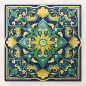 💛 💚 💙 ein einzigartiges Azulejo Masterpiece Glasuntersetzer (Vorderseite)