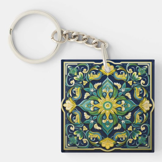💛 💚 💙 ein einzigartiges Azulejo Masterpiece Schlüsselanhänger (Vorderseite)