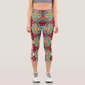 Ein einzigartiges farbiges Muster Capri Leggings (Vorderseite)
