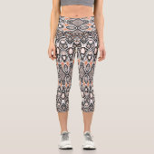 Ein einzigartiges, trendiges Stoffmuster-Design Capri Leggings (Vorderseite)