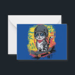 Ein einzigartiges und lustiges Design mit einer st Mitteilungskarte<br><div class="desc">Ein einzigartiges und unterhaltsames Design mit einem Helm und Skateboard für eine stilvolle Katze</div>