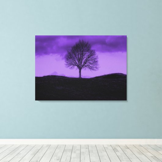 Ein einziger Pop Baum Kunst, Lila Landschaft Leinw Leinwanddruck (Insitu (Holzboden))