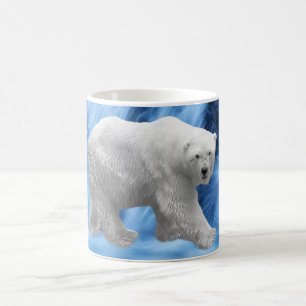 Ein Eisbär am gefrorenen Wasserfall Kaffeetasse