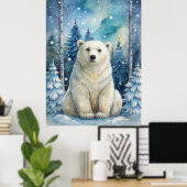 Ein Eisbär im Winter Poster (Heimbüro)
