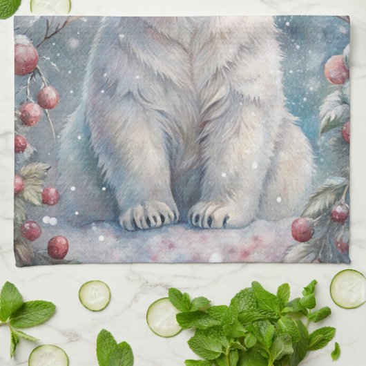 Ein Eisbären im Winter Geschirrtuch (Gefaltet)