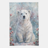 Ein Eisbären im Winter Geschirrtuch (Vertikal)