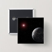 Ein eiskalter, felsiger Planet, der einen dunklen Button (Vorne & Hinten)