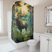 Ein Elch im Borealen Wald Duschvorhang (Beispiel)