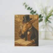 Ein Elch in einer Bibliothek Postkarte (Stehend Vorderseite)