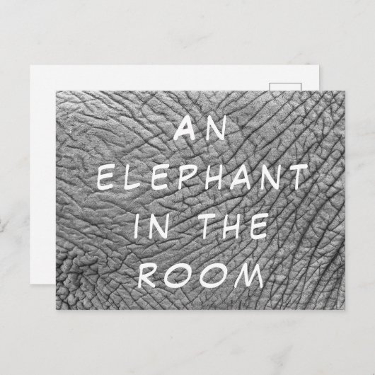 Ein Elefant in einem Foto mit weißem Text auf der Postkarte (Vorne/Hinten)