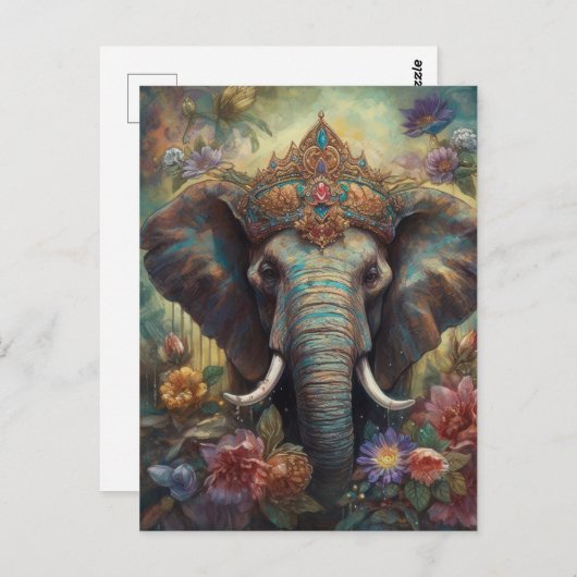 Ein Elefant in einer Krone Postkarte (Vorne/Hinten)
