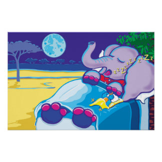 Ein Elefant schnarcht süß und Sound Poster