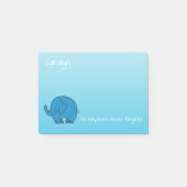 Ein Elefant vergisst nie, auf blau, personalisiert Post-it Klebezettel (Vorderseite)