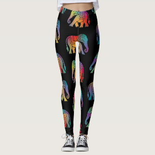 Ein Elefantendesign im Retrostil Leggings