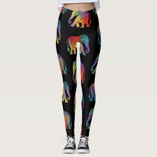 Ein Elefantendesign im Retrostil Leggings (Vorderseite)