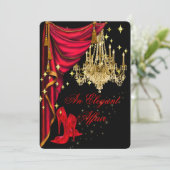 Ein eleganter Affair Red Gold Chandelier Geburtsta Einladung (Stehend Vorderseite)