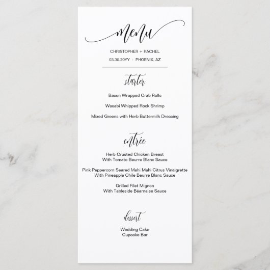 Ein elegantes, einfaches Minimalistisches Script-H Menükarte (Vorderseite)