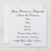 Ein elegantes Ereignis - SRF Einladung (Rückseite)