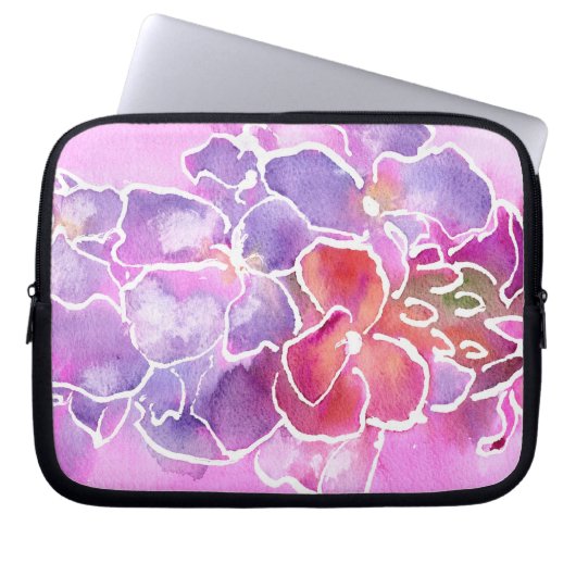 Ein elegantes, florales Rosa und ein mauvischer La Laptopschutzhülle (Vorderseite)