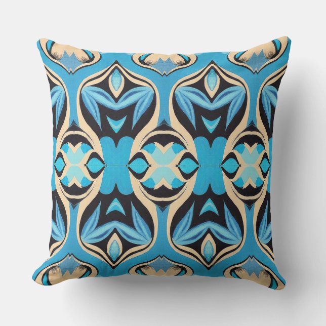 Ein elegantes klassisches, vielfarbiges Stoffdesig Kissen (Vorderseite)