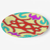 Ein elegantes mehrfarbiges klassisches Designpapie Pappteller (Schrägansicht)