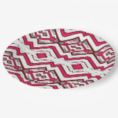 Ein elegantes, mehrfarbiges Zickzack-Muster Pappteller (Schrägansicht)