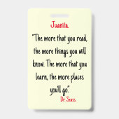 Ein elegantes, Personalisiertes Lesezeichen der Mo Ausweis (Rückseite)