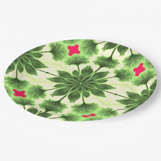 Ein elegantes, rotes Design Pappteller (Schrägansicht)