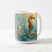 Ein elegantes Seepferd, das unter Wasser schwimmt Kaffeetasse (VorderseiteRechts)