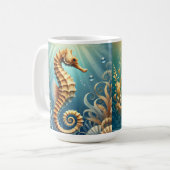 Ein elegantes Seepferd, das unter Wasser schwimmt Kaffeetasse (Vorderseite Links)