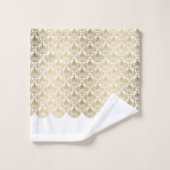 Ein elegantes, weißes, blumenfaseriges Muster Badhandtuch Set (Waschlappen)