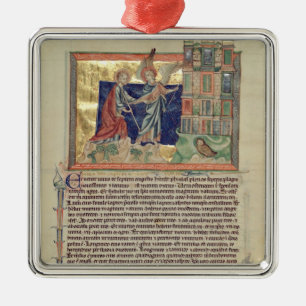 Ein Engel, der das neue Jerusalem zeigt Silbernes Ornament