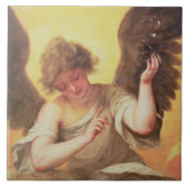 Ein Engel, der eine Glasflasche hält Fliese (Vorderseite)