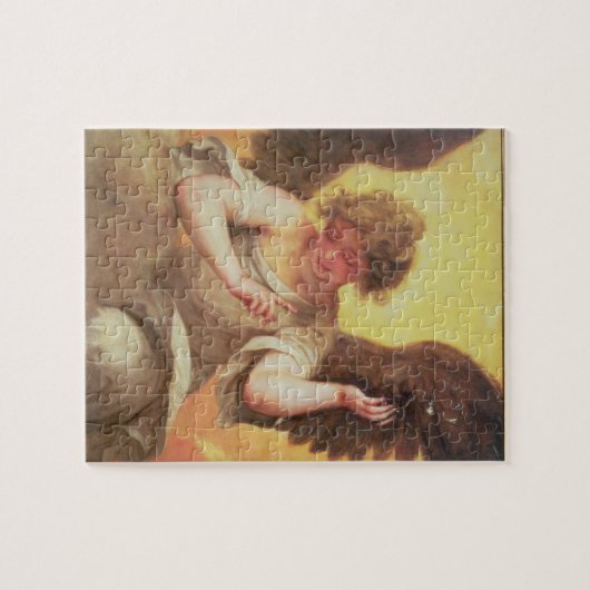 Ein Engel, der eine Glasflasche hält Puzzle (Horizontal)