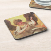 Ein Engel, der eine Glasflasche hält Untersetzer (Linke Seite)