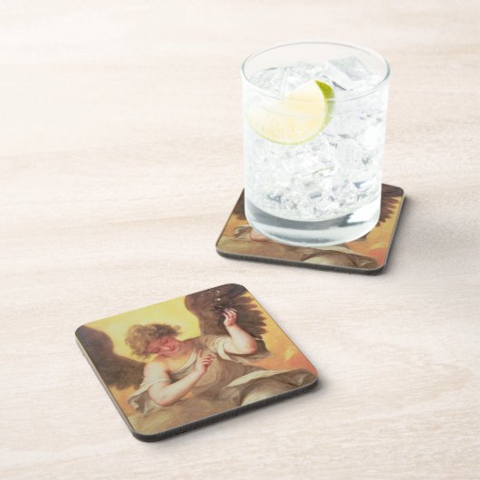 Ein Engel, der eine Glasflasche hält Untersetzer (Rechte Seite)