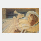 Ein Engel, der Flageolet von Burne Jones spielt Geschirrtuch (Horizontal)