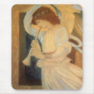 Ein Engel, der Flageolet von Burne Jones spielt Mousepad