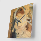 Ein Engel, der Flageolet von Burne Jones spielt Quadratische Wanduhr (Winkel)