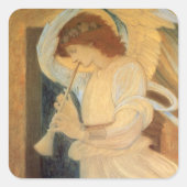 Ein Engel, der Flageolet von Burne Jones spielt Quadratischer Aufkleber (Vorderseite)